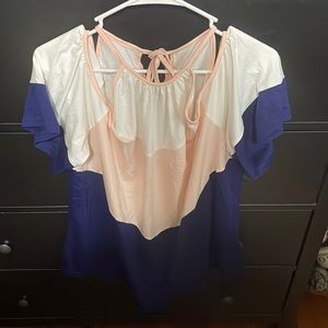 3X SHORT SLEEVE COLD SHOULDER SHIRT
